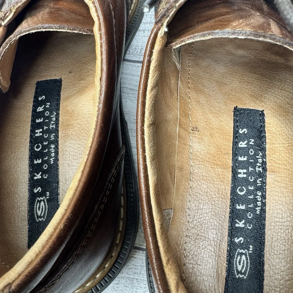 Skechers Made In Italy Cities Angels Brown Leathers Oxfords Dress Shoes Size 9.5